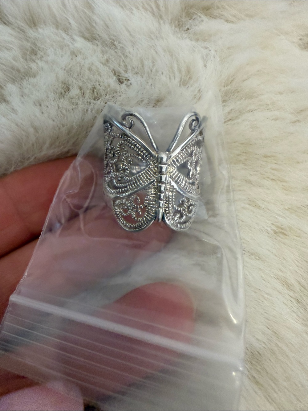 Silver butterfly ring